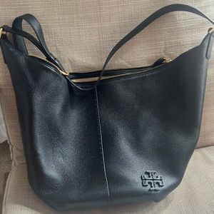 Tory Burch McGraw Zip Hobo Bag in black